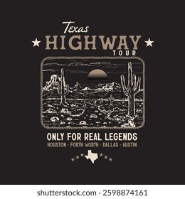 Texas Desert Landscape Vector Poster