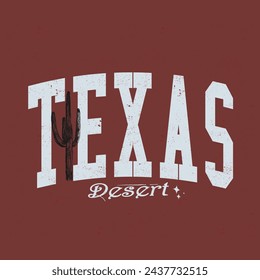 Impresión de texto del desierto de Texas para el gráfico de las vibraciones del verano, impresión de la camiseta de la impresión del eslogan del desierto, impresión gráfica de las vibraciones del desierto de Texas para la moda y otros, 