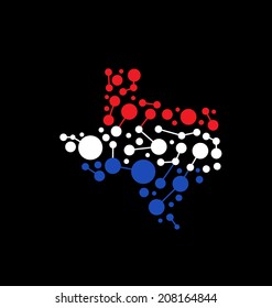 Texas dot and lines map image. Vector icon