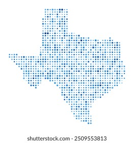 Texas Dot Map. Us State Digital Style Shape. Texas vector image. Us State shape blue circular dots. Awesome vector illustration.