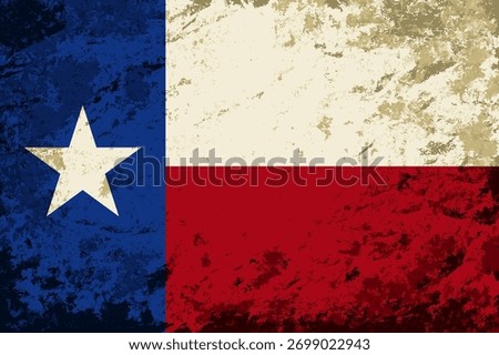 Texas flag brush stroke grunge style background layout. Vector illustration.