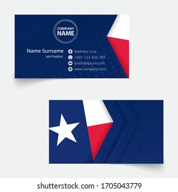 Texas Flag Business Card, standard size (90x50 mm) business card template with bleed under the clipping mask.