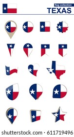 Texas Flag Collection. Big set for design. Vector Illustration.