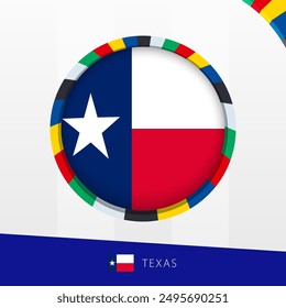 Texas Flag with Colorful Circle Border. Vector icon.