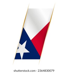 Texas flag in the form of a banner with waving effect and shadow. Modern vector design.