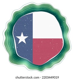 Texas flag in frame. Badge of the US state. Layered circular sign around Texas flag. Elegant vector illustration.