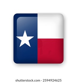 Texas flag glass icon. Square vector element with shadow. Best for mobile apps, UI and web design.
