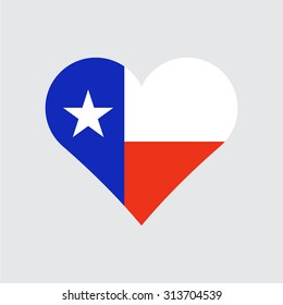 Texas flag heart . Love to country and state. Vector illustration EPS8