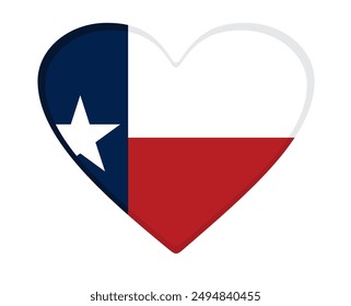 Bandera de Texas en forma de corazón. Vector