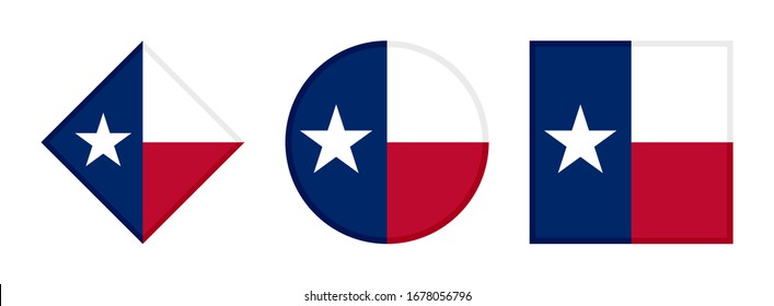 Texas Flag Icon Set, Isolated On White Background