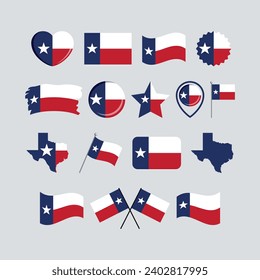 Texas flag icon set vector isolated on a gray background. Flag of Texas graphic design element. Texas flag symbols collection. Texas State Flag icons in flat style