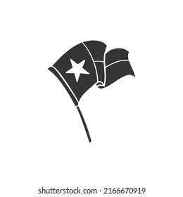 Ilustración de silueta de la bandera de Texas. Símbolo gráfico de vectores texanos de imagen con imágenes prediseñadas. Dibujo Doodle con signo negro.