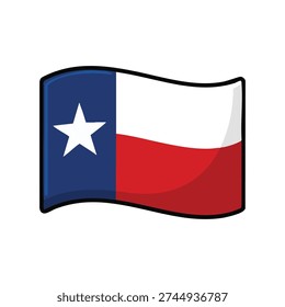 Texas flag icon vector illustration featuring a flat, clean design of the Lone Star State flag. Icon-style patriotic symbol isolated on white background. Perfect for educational materials, travel and tourism projects, cultural presentations, social media graphics, stickers, and Texas-themed branding. Simple, colorful, and scalable vector graphic suitable for web, print, and commercial use.
