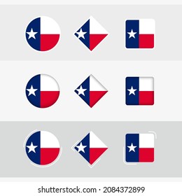 Texas Flag Icons Set, Vector Flag Of Texas. Three Versions Of Icon.