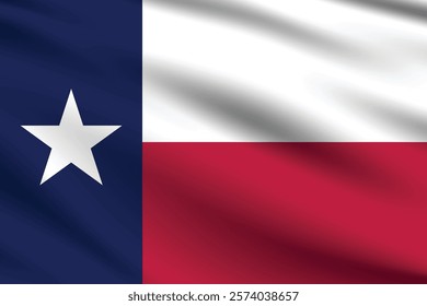 Texas flag official colors and proportion digital vector illustration. Pleated flag.