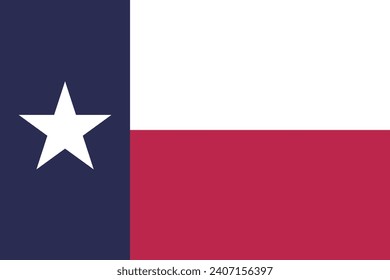 Texas flag. The official ratio. Flag icon. Standard color. Standard size. A rectangular flag. Computer illustration. Digital illustration. Vector illustration.