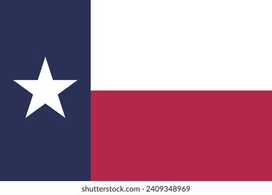 Texas flag. The official ratio. Flag icon. Standard color. Standard size. A rectangular flag. Computer illustration. Digital illustration. Vector illustration.