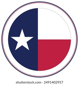 Texas flag on circle shape icon isolated. Flag of Texas. 