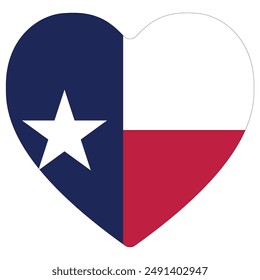 Bandera de Texas en forma de corazón icono aislado. Bandera de Texas. 