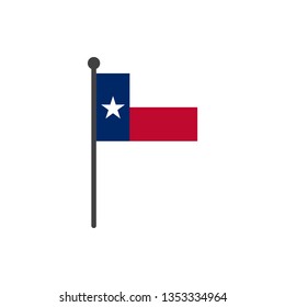 Texas Flag With Pole Icon Vector Isolated On White Background