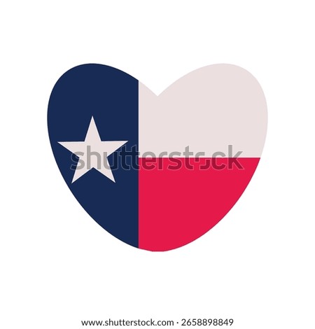 Texas flag in the shape of a heart. Love Texas. Visit Texas. North America. Icon
