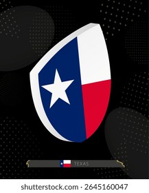 Texas Flag Shield icon in 3D on Dark Modern Abstract Rugby Background. Perfect for sports events, heritage themes, national celebrations, and patriotic designs.