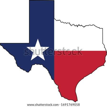 Texas Flag in the Texas state shape