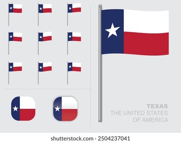 Texas Flag The United States of America Waving Animation App Icon Vector