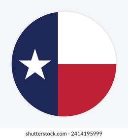 Texas flag vector icon design. Texas circle flag. Round of Texas flag.  
