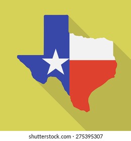 Texas Flag,map Flat Icon With Long Shadow. Vector Illustration