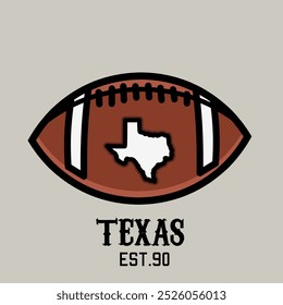 Texas Football Icon with State Map and Est. 90 Design