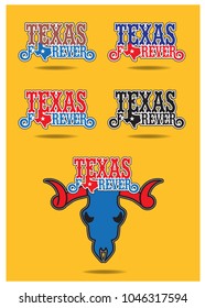 Texas forever collection with small map and longhorn vector eps 10