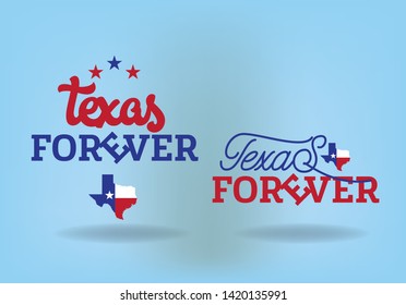 Texas forever logo design concept, with Small map Vector EPS 10.