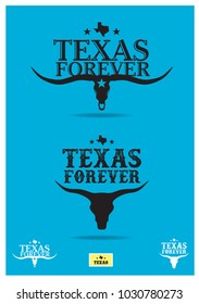 texas forever with map and longhorn vector eps 10.