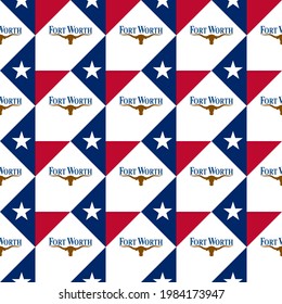 texas and fort worth flags, seamless pattern. vector background
