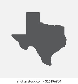 Texas Grey State Border Map. 