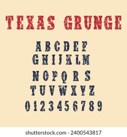 Texas Grunge Alphabet Design on Color background