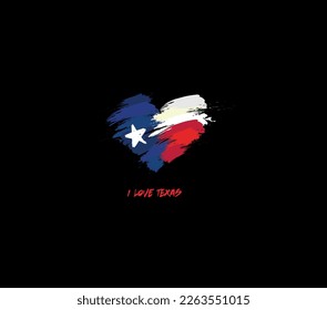 Texas grunge flag heart for your design.Federative units of United States.