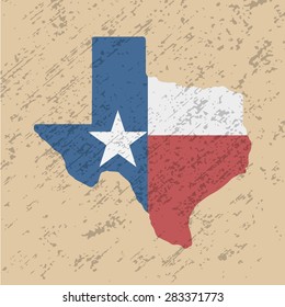 Texas grunge style flag map. Vector EPS10