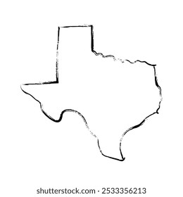 Texas hand drawn map. Simple US state outline sketch map. Doodle style map isolated on white for business designs.