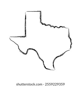 Texas hand drawn map. Simple US state outline sketch map. Doodle style map isolated on white for business designs.