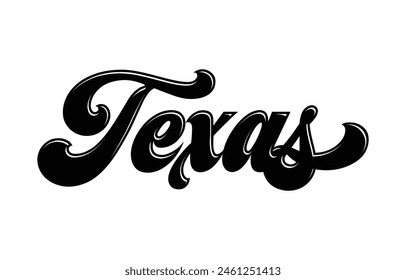 Vector de caligrafía de diseño de letras de mano de Texas, diseño de tipografía de moda de Vector de texto de Texas