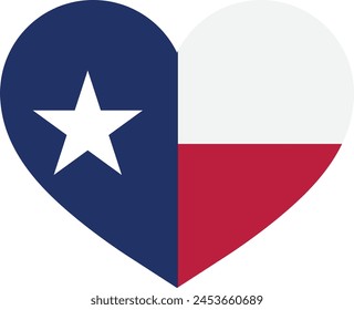 Texas heart flag . Texas love symbol . Texas flag in heart shape . Vector illustration