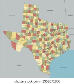 Texas - Highly detailed editable political map with labeling.