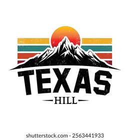 Texas hill vintage t-shirt design vector illustration 