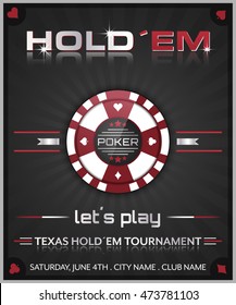 Texas Hold Em Poker Tournament Poster/vector Illustration With Poker Chip Symbol.