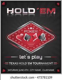 Texas Hold Em Poker Tournament Poster/vector Illustration With Poker Chip Symbol.