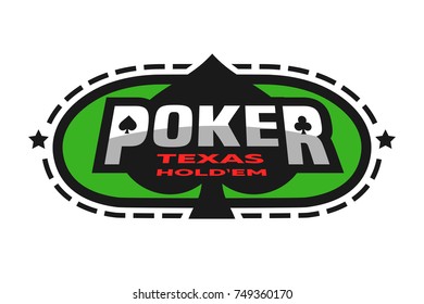 Texas Holdem poker emblem on the background of a green table.