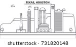 Texas, Houston architecture line skyline illustration. Linear vector cityscape with famous landmarks, city sights, design icons. Landscape wtih editable strokes