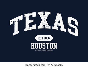 Texas, Houston College Academy impresión, Antiguas typography college varsity texas estados unidos de américa impresión de eslogan para camiseta gráfica o sudadera - Vectorepe 8